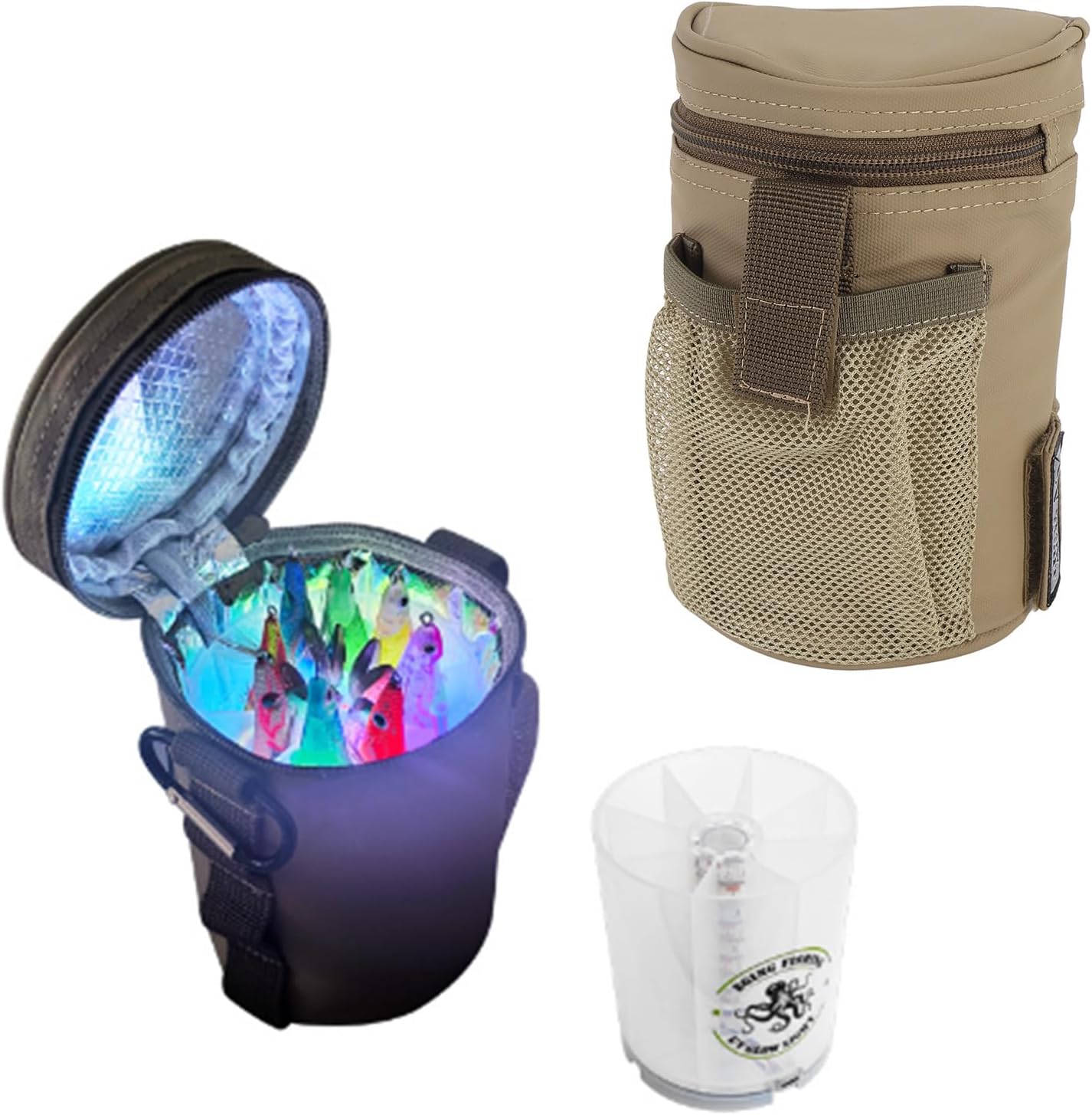 Squid Jig Fill Light Bag with Type C Female Power Interface Holds up to 8 Lures for Hard Bait Soft Bait Glow Light