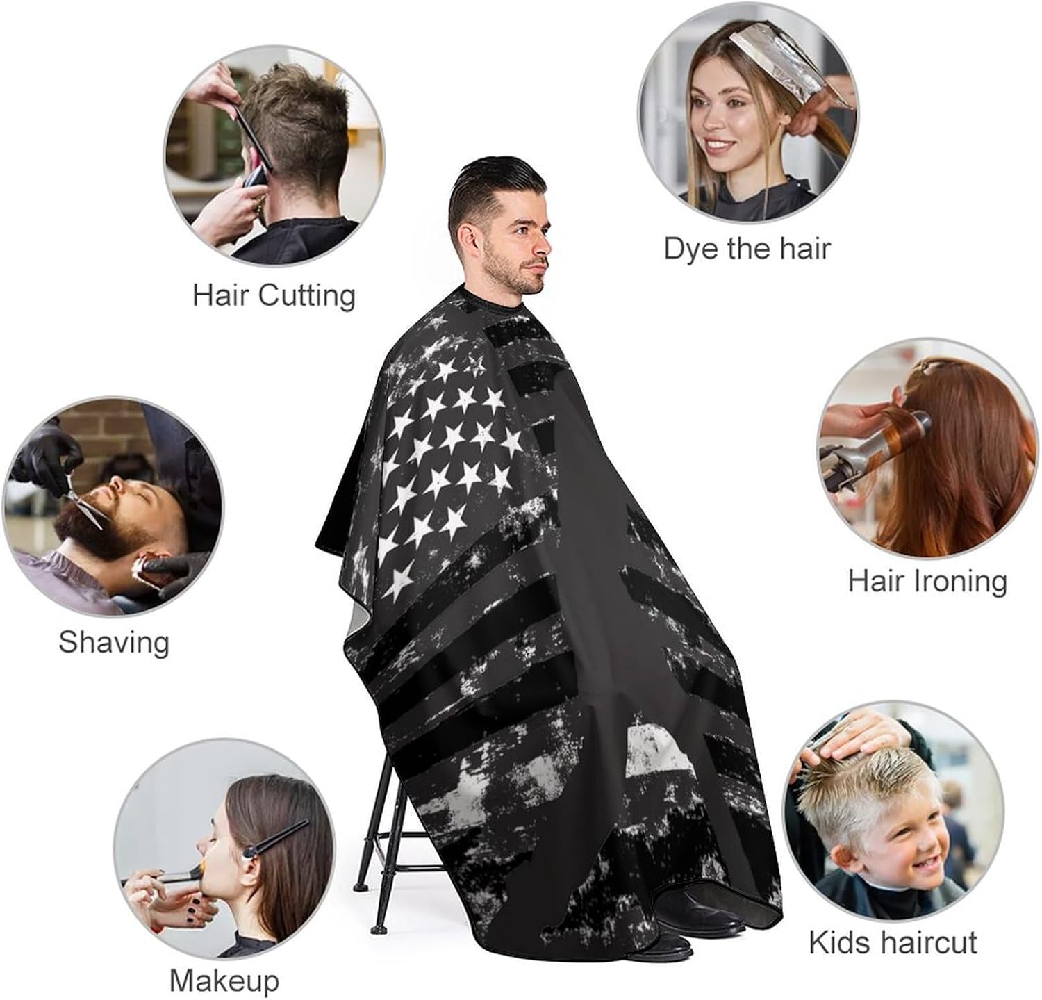 U.S Flag Baseball Barber Cape Professional Hair Cutting Apron Hairdresser Cape for Men Women
