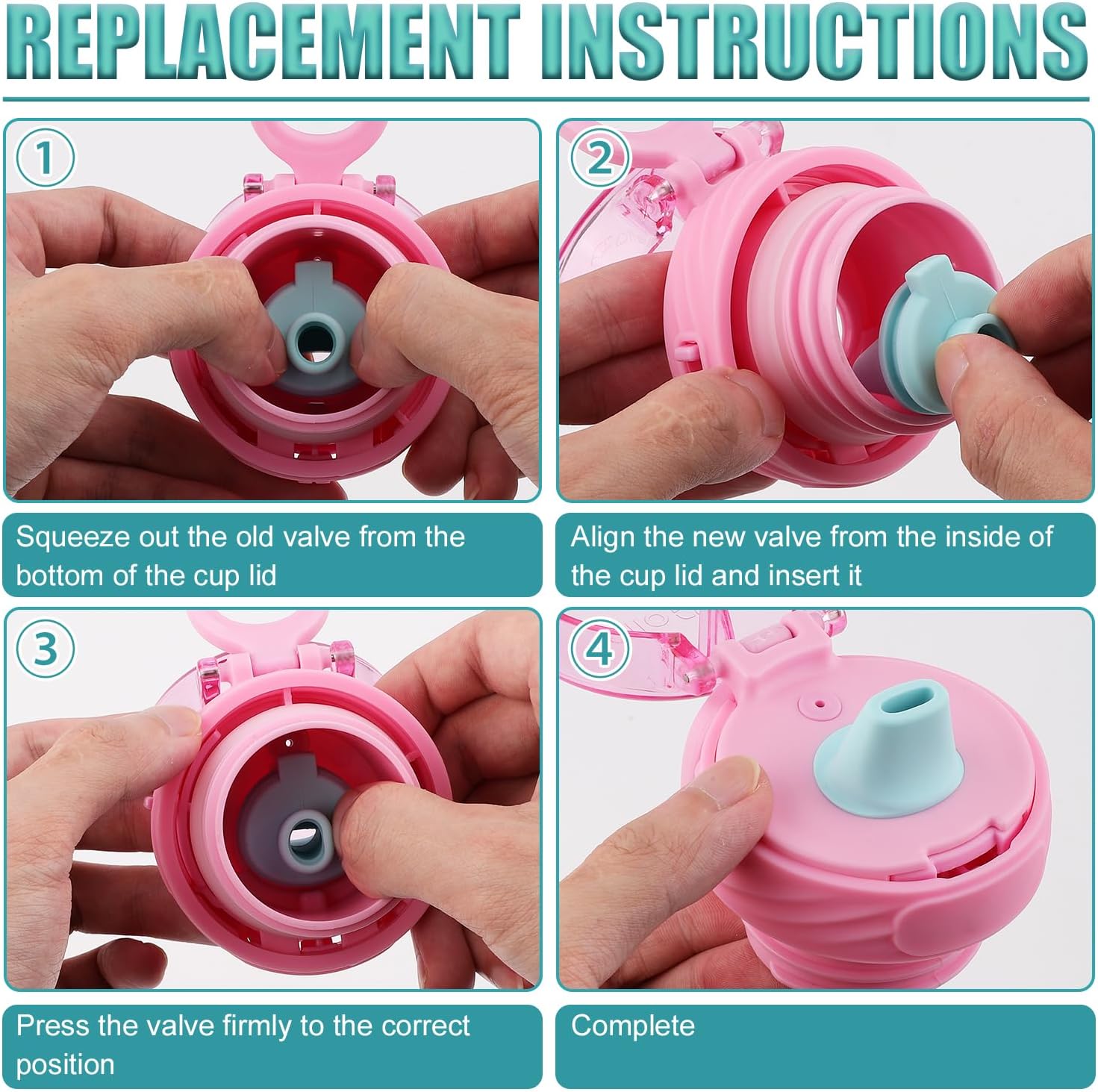 4pcs Bite Valve Replacement for Ello Cooper 22/32oz Stainless Steel Water Bottle, Water Bottle Mouthpiece BPA Free Silicone Cap Lid Spout for Ello Cooper 18/22/32/40oz Accessories Parts(Mint) - Image 5