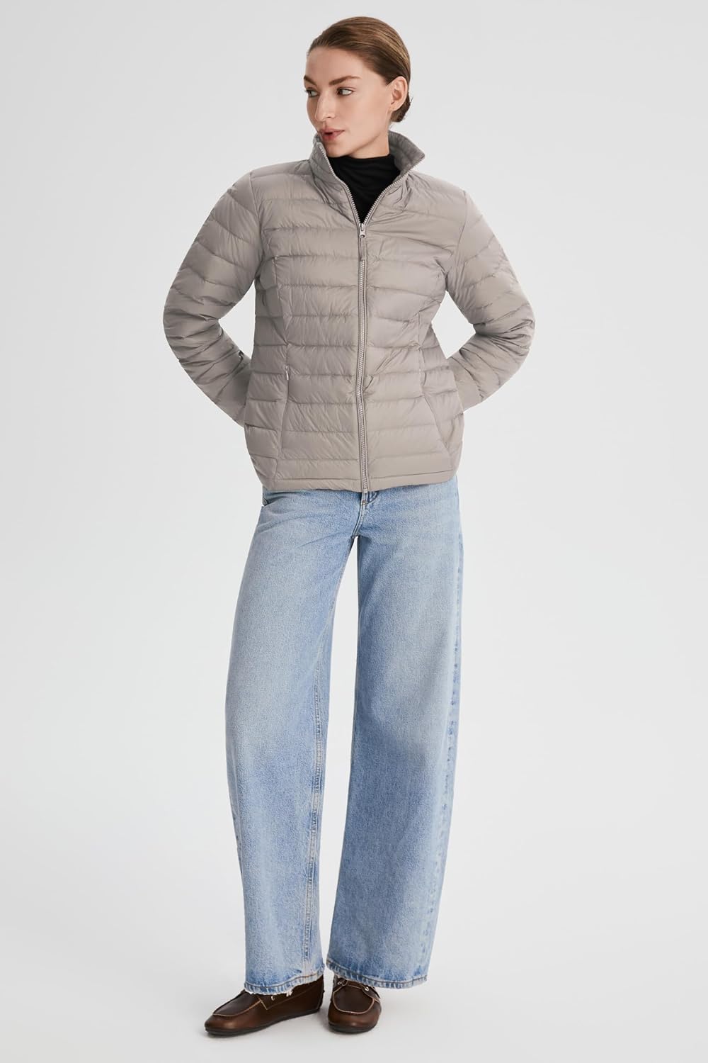 Orolay Women's Lightweight Packable Down Jacket Quilted Puffer Coat with Stand Collar