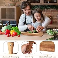 Vista 3 de Zhehao Juego de 3 tablas de cortar de madera de acacia con mango para charcutería queso, tabla de servir tabla de cortar pan de carne, tabla