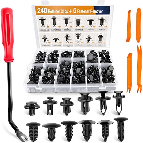 GOOACC - GRC-33 240PCS Bumper Retainer Clips Car Plastic Rivets Fasteners Push Retainer Kit Most Popular Sizes Auto Push Pin Rivets Set -Door Trim Panel Fender Clips for GM Ford Toyota Honda Chrysler