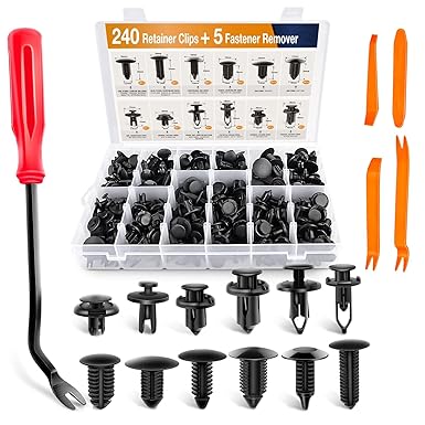 GOOACC - GRC-33 240PCS Bumper Retainer Clips Car Plastic Rivets Fasteners Push Retainer Kit Most Popular Sizes Auto Push Pin Rivets Set -Door Trim Panel Fender Clips for GM Ford Toyota Honda Chrysler