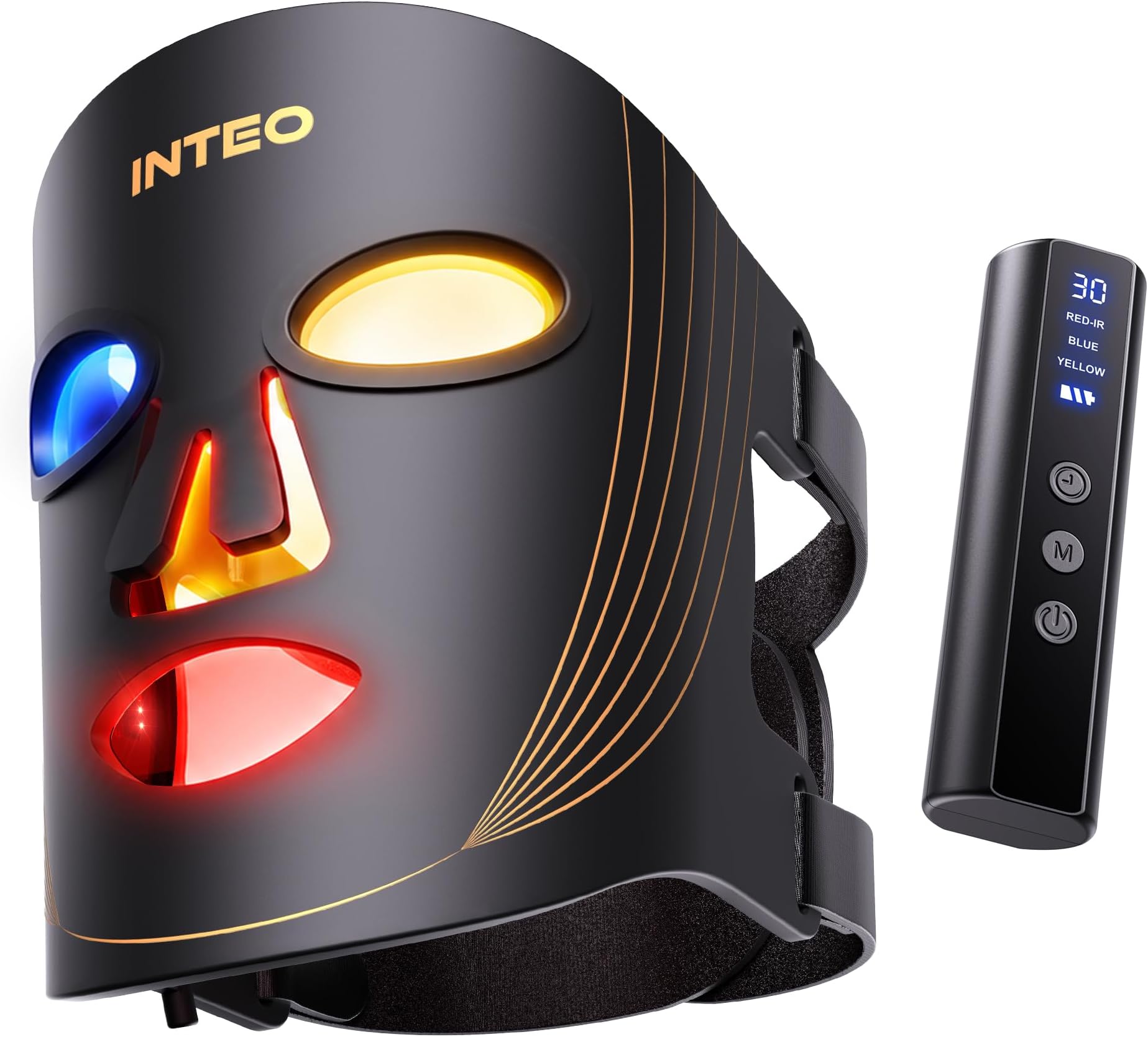 INTEO Red Light Therapy Mask for Face, 850nm NIR, Red/Blue LED Light Mask | Full Face Coverage Red & Near Infrared Light Therapy, 2000mAh Rechargeable, Skin Firming for 180LEDs, 3 Modes, Gift for Women