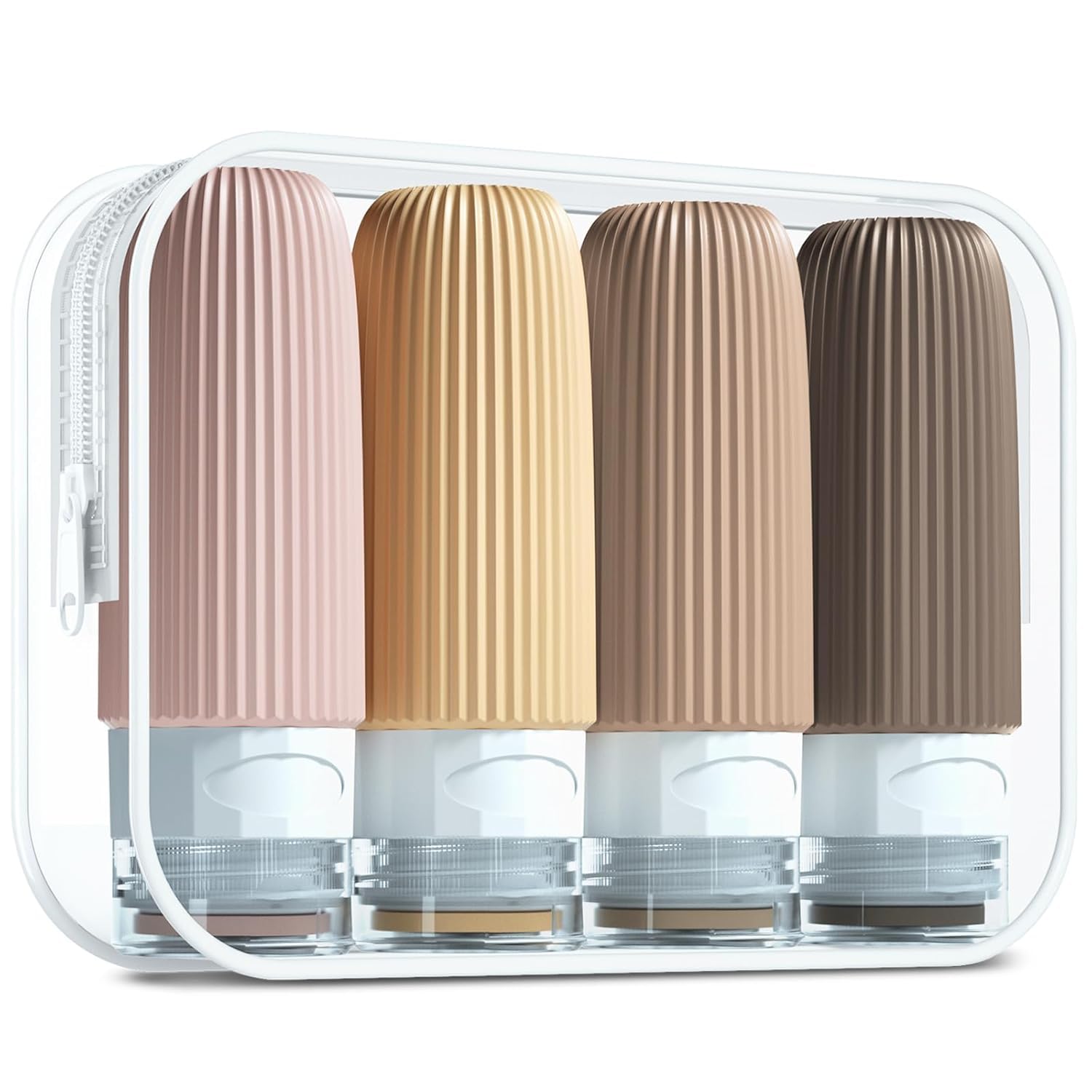 SKYWORK Travel Bottles Kit for Toiletries Organizer | 4-Pack BPA-Free 90ml Silicone Containers | Portable Leak-Proof Bottles for Shampoo, Conditioner, Lotion, and Travel Essentials