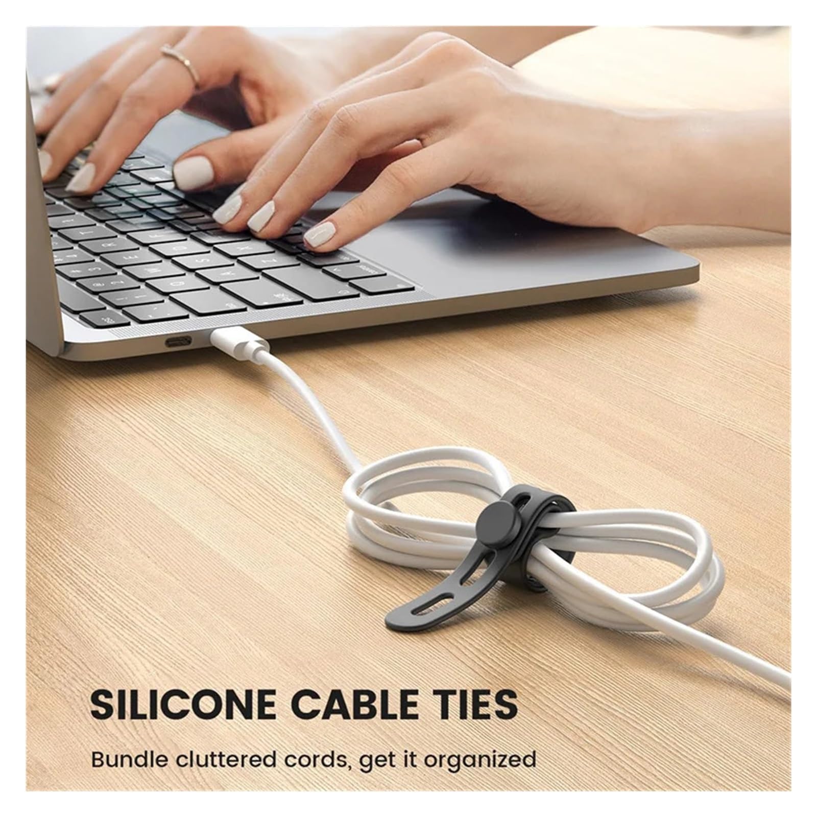 Bridas de nailon autoblocantes, 10 Uds. Bridas de cables silicona coloridas, ajustables, reutilizables, organizador resistente, gestión for sujetar y(Pink)