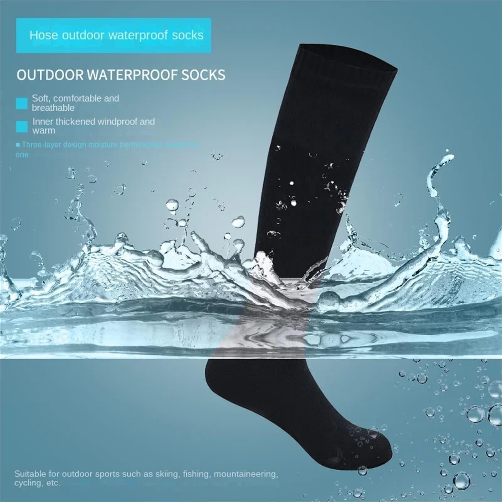 Wasserdichte Socken Knee high Waterproof Socks Hiking Wading Outdoor Camping Cycling Skiing Mountaineering Warm Long Sock FüR Wie Laufen