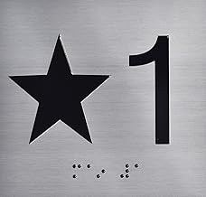 Elevator JAMB Plate with Braille - Elevator Floor Number Brush SILVER (Star 1 4x4)
