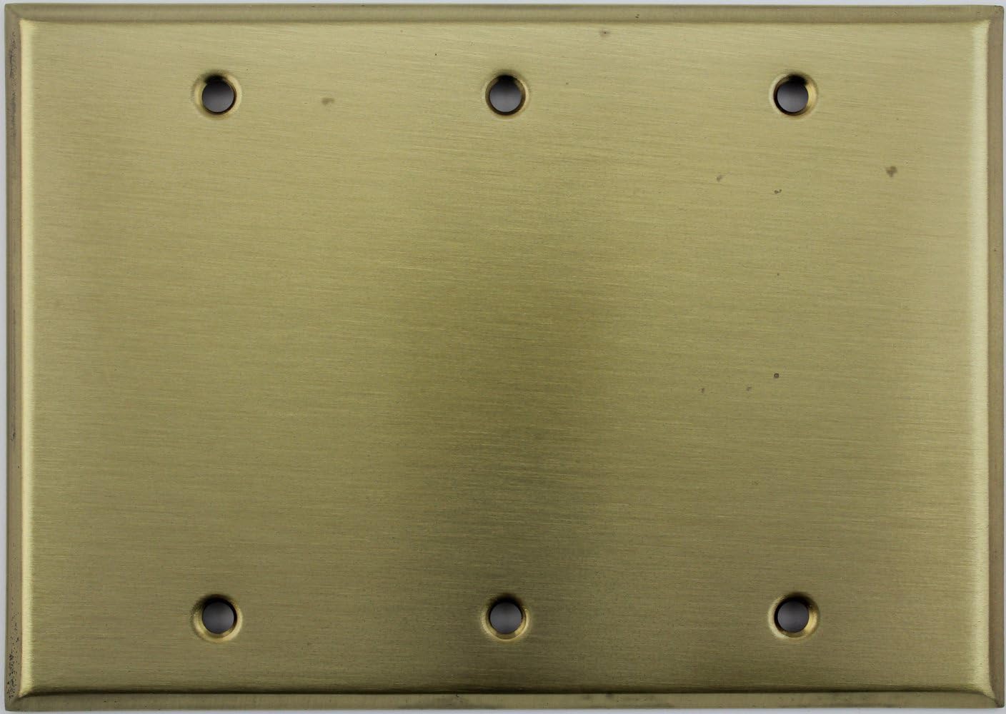 Stamped Satin Brass 3 Gang Blank Wall Plate