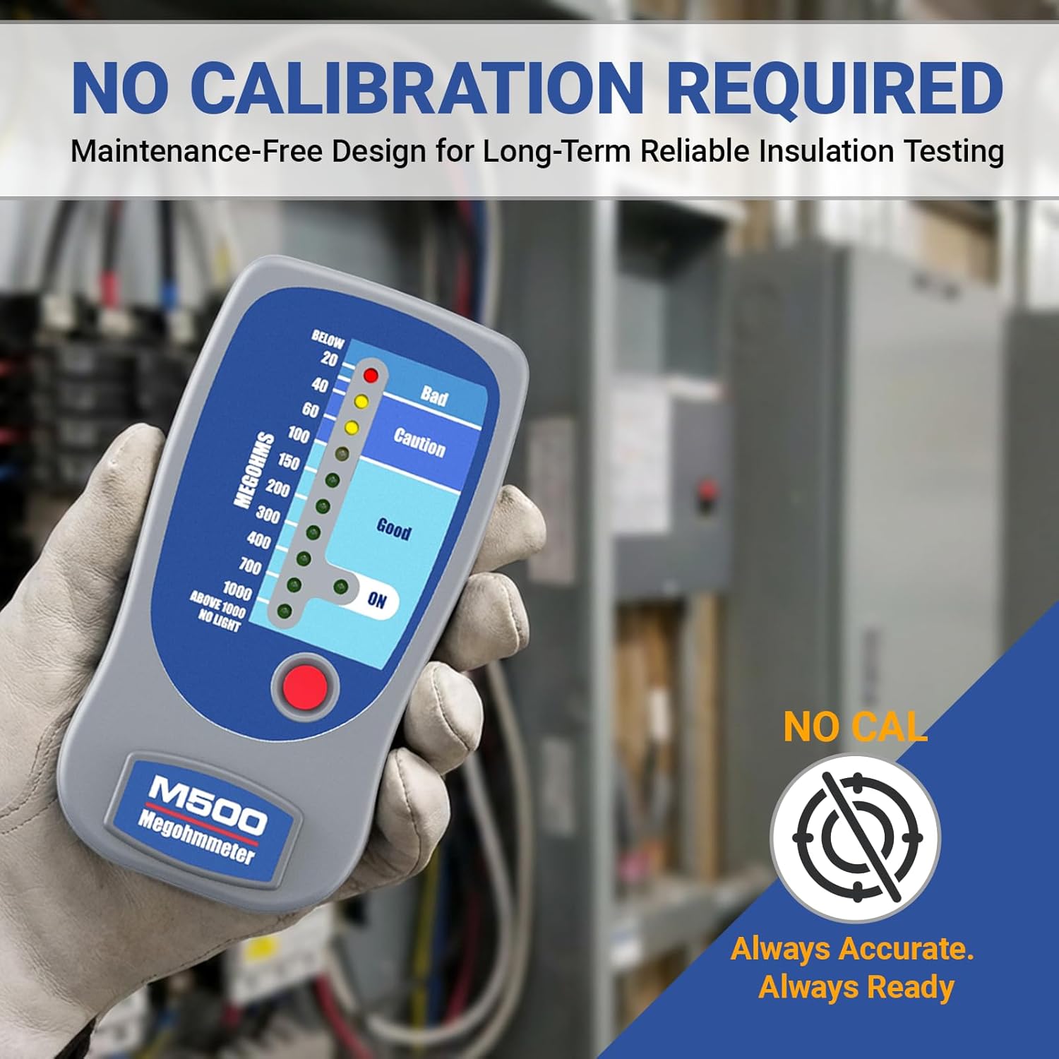 M500 Megohmmeter Insulation Tester, 500V Digital Megger Meter Measures Up to 1000 MΩ, Portable HVAC Motor & Compressor Insulation Resistance Tester with Test Leads and Carrying Case