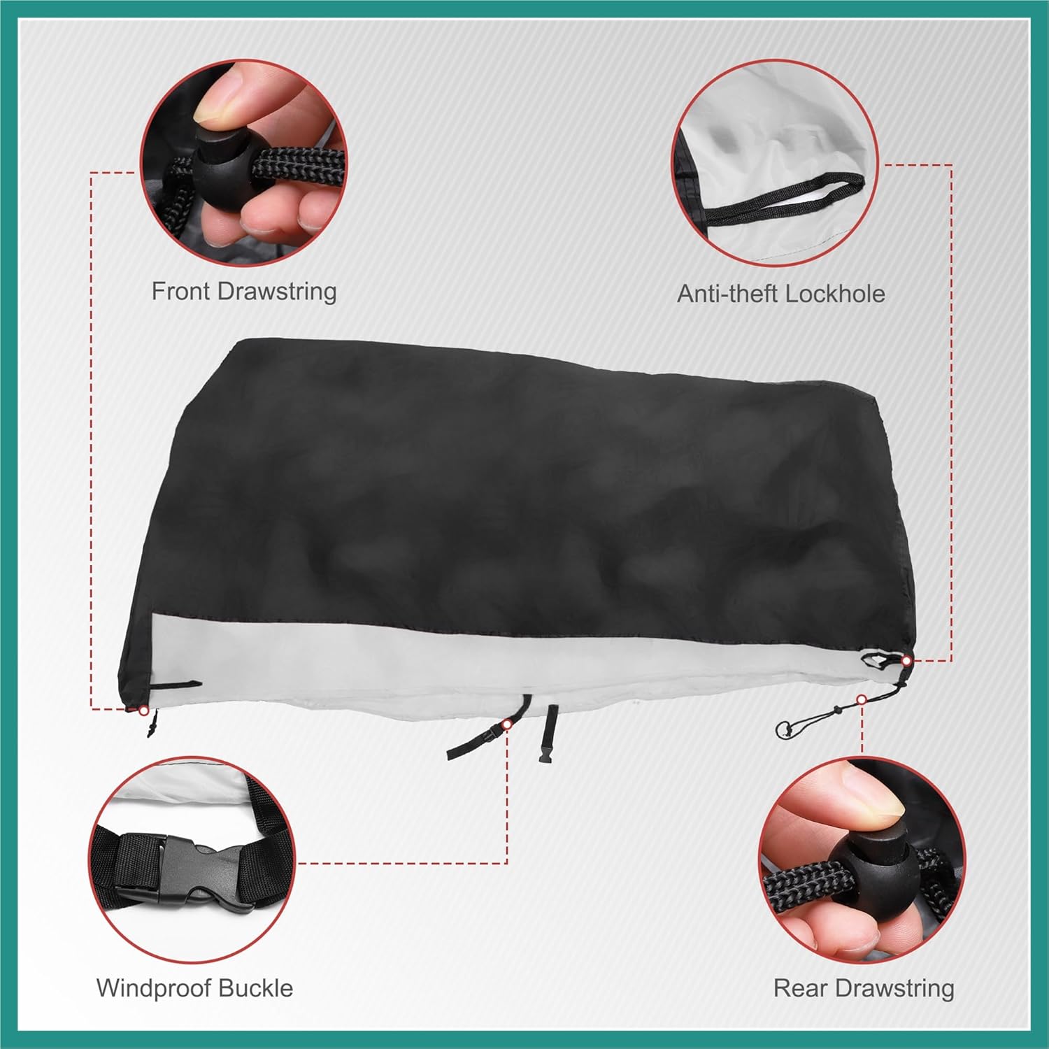 2 Seater Bike Cover Tandem Bicycle Cover Waterproof Extra Long Trailer Bike Cover Outdoor Sun Rain Protector for 2-Seat City Bike Electric Bike Silver Tone Black Vehicle Supplies