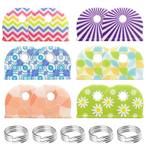 12 Pcs 1-Inch Key Cap Covers with Labels with 10
