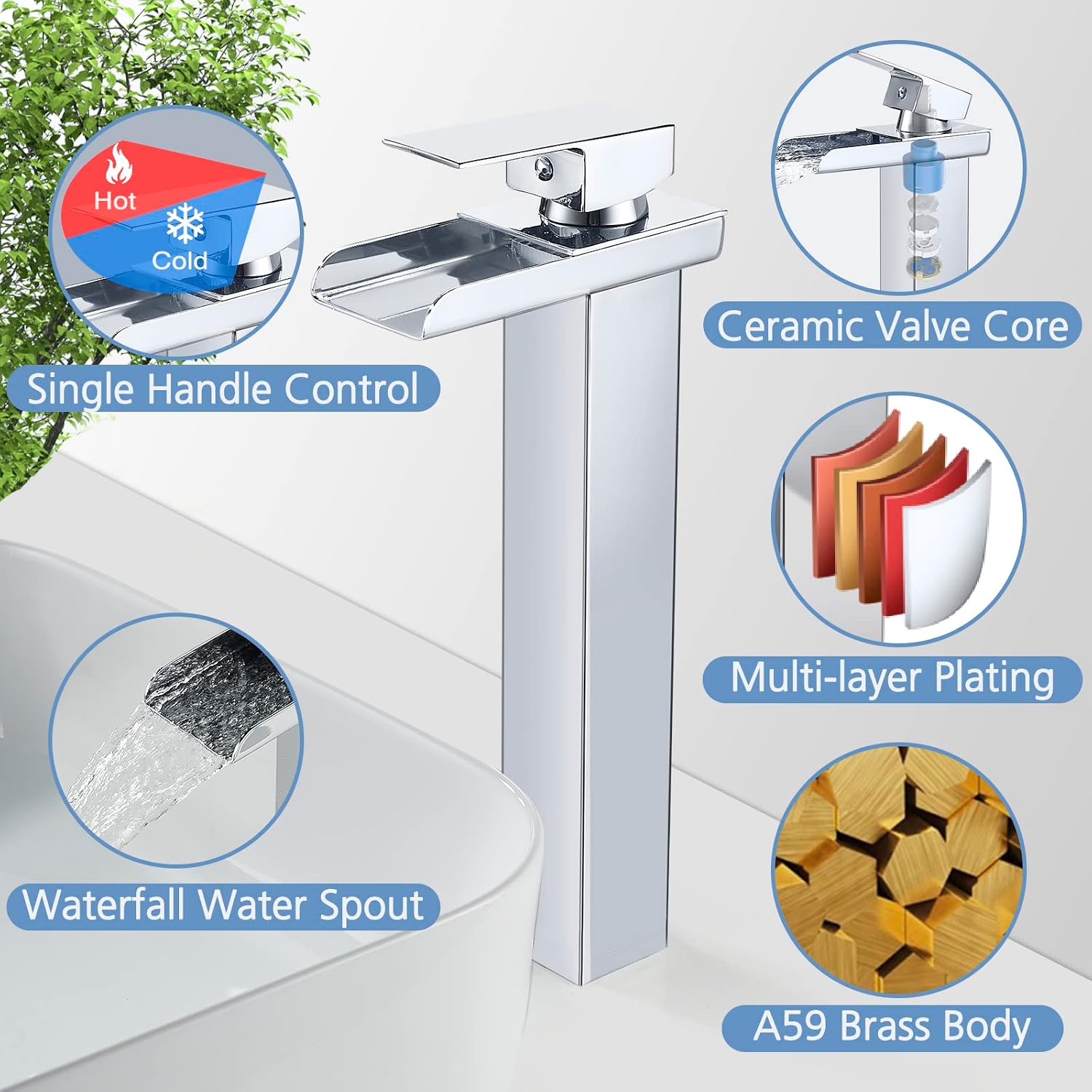 Black waterfall bathroom faucet single lever mixer