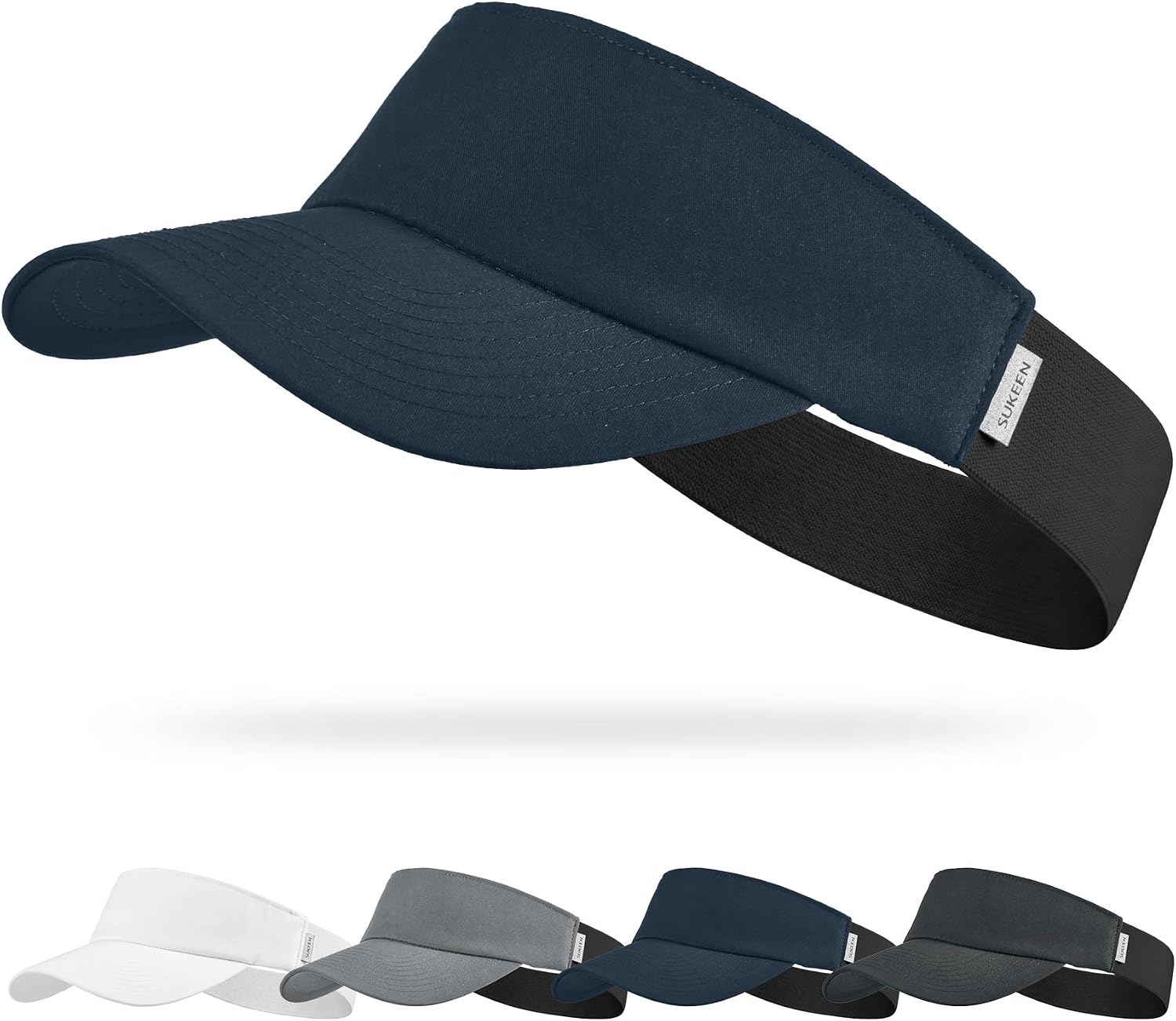 Sukeen Sports Sun Visor Hat for Women Men Lightweight Stretchy Quick Dry Cooling Athletic Visor Hat for Running, Tennis, Golf Navy Blue