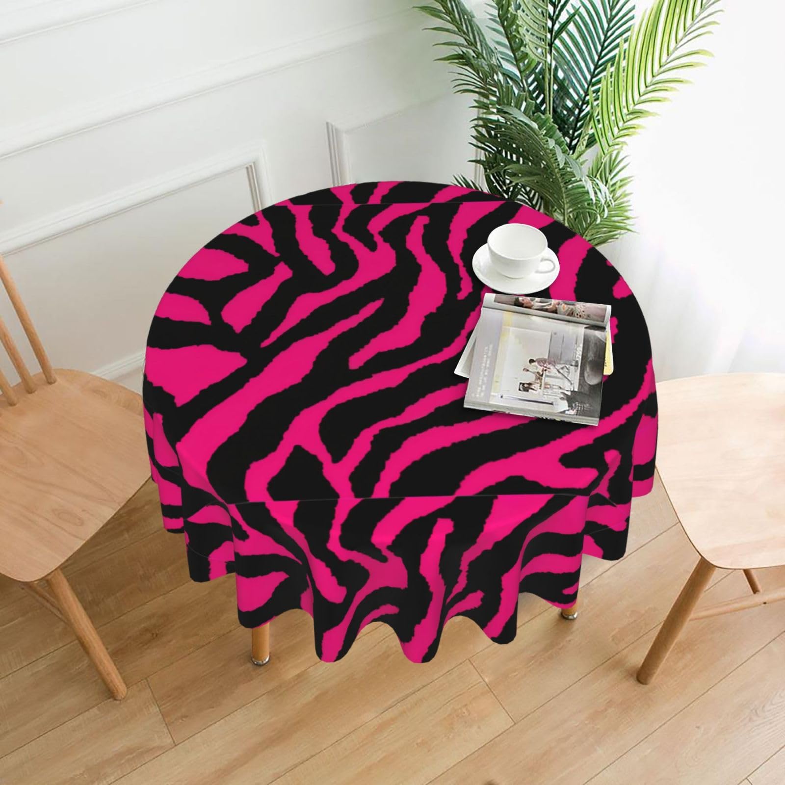 OKFSTY Zebra Tiger Leopard red Print Round Tablecloth 60in for Wedding Elegant Polyester Cover for Party Reception Festive Dinner