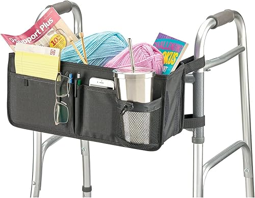 Support Plus Cesta plegable para andar, bolsa ligera para andar, accesorios de movilidad para almacenamiento de andadores, bolsa plegable para