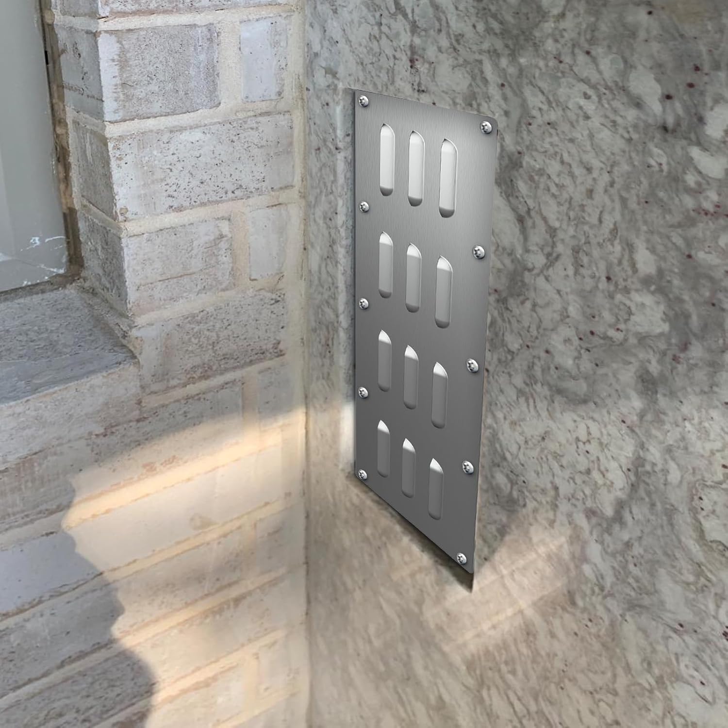 4 Pack Stainless Steel Venting Panel for Grill Accessory Stainless Steel Vent Cover Grill Vent for Masonry Fire Pits Outdoor Kitchen Vent, 15" by 4-1/2"