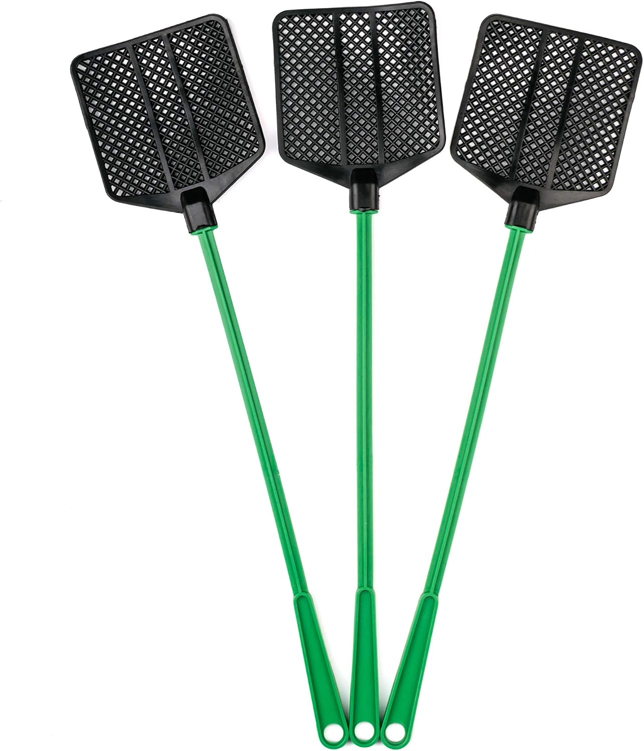 OFXDD Rubber Fly Swatter, Long Fly Swatter Pack, Fly Swatter Heavy Duty, Green Color (3 Pack)