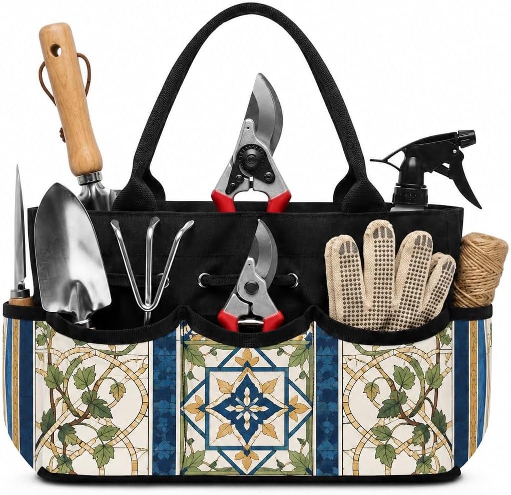 Vine Trellis Stripe Garden Tool Bag Organizer for Potting Bench in Summer