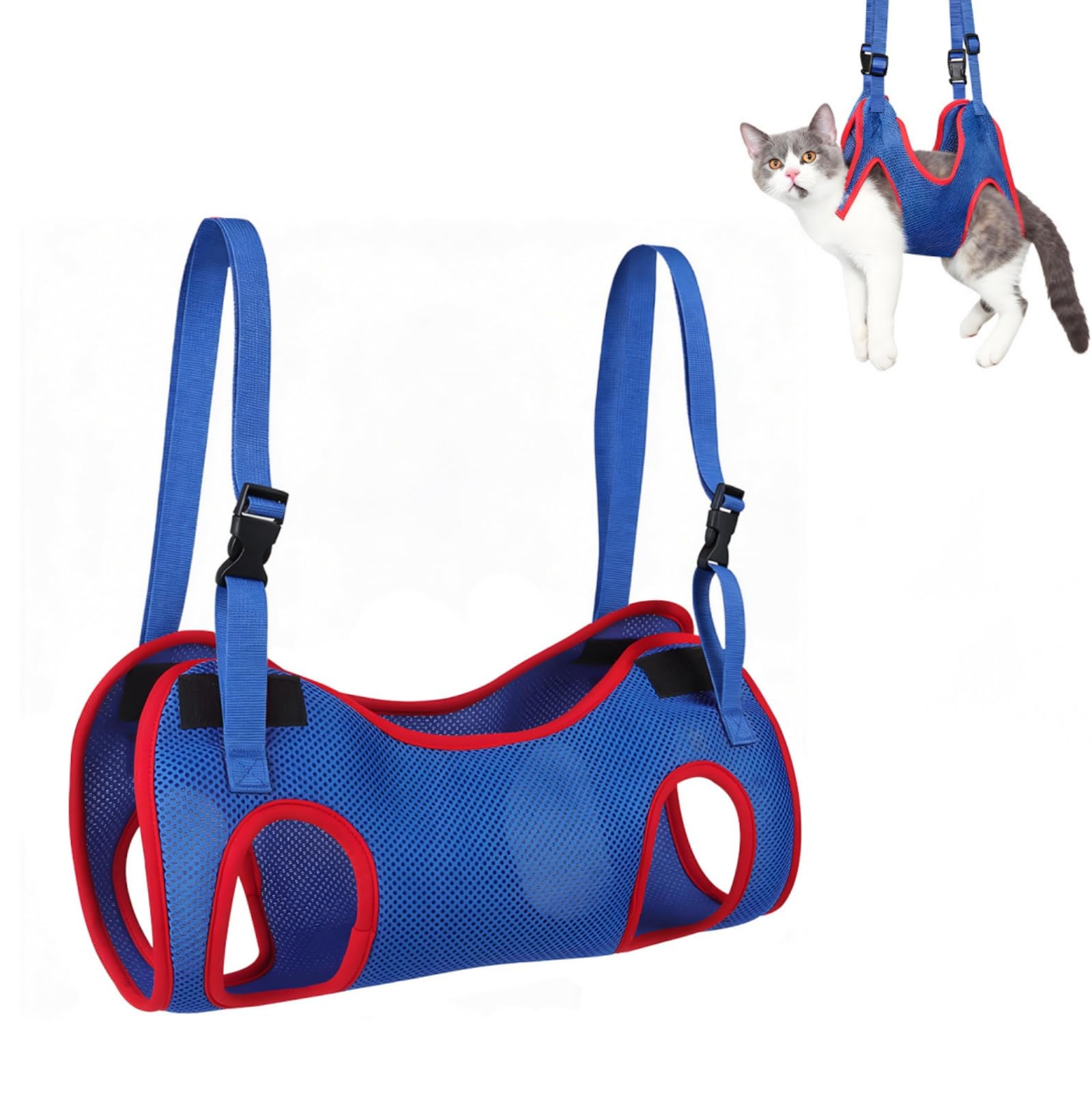 Dog Grooming Hammock,Dog Cat Grooming Harness Sling,Adjustable Dog Beauty Hammock Harness,Pet Hammock Harness for Dogs/Cats,Buckle Beauty Restraint Strap (blue, M)