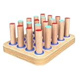 20-Hole Wooden Pegboard for Finger Dexterity Exercises, Easy Grip Pegs & Peg Board to Improve Fine Motor Functions & Hand-Eye Coordination, Hand Exercise for Rehabilitation & Occupational Therapy