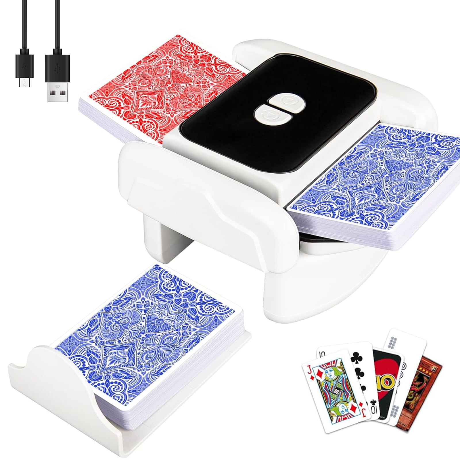 Elektryczna tasowanie kart, Automatyczny tasownik kart, 2000mAh, USB tasownik kart z akumulatorem do gier karcianych, Texas Hold'em, Poker, Gry karciane domowe, Blackjack