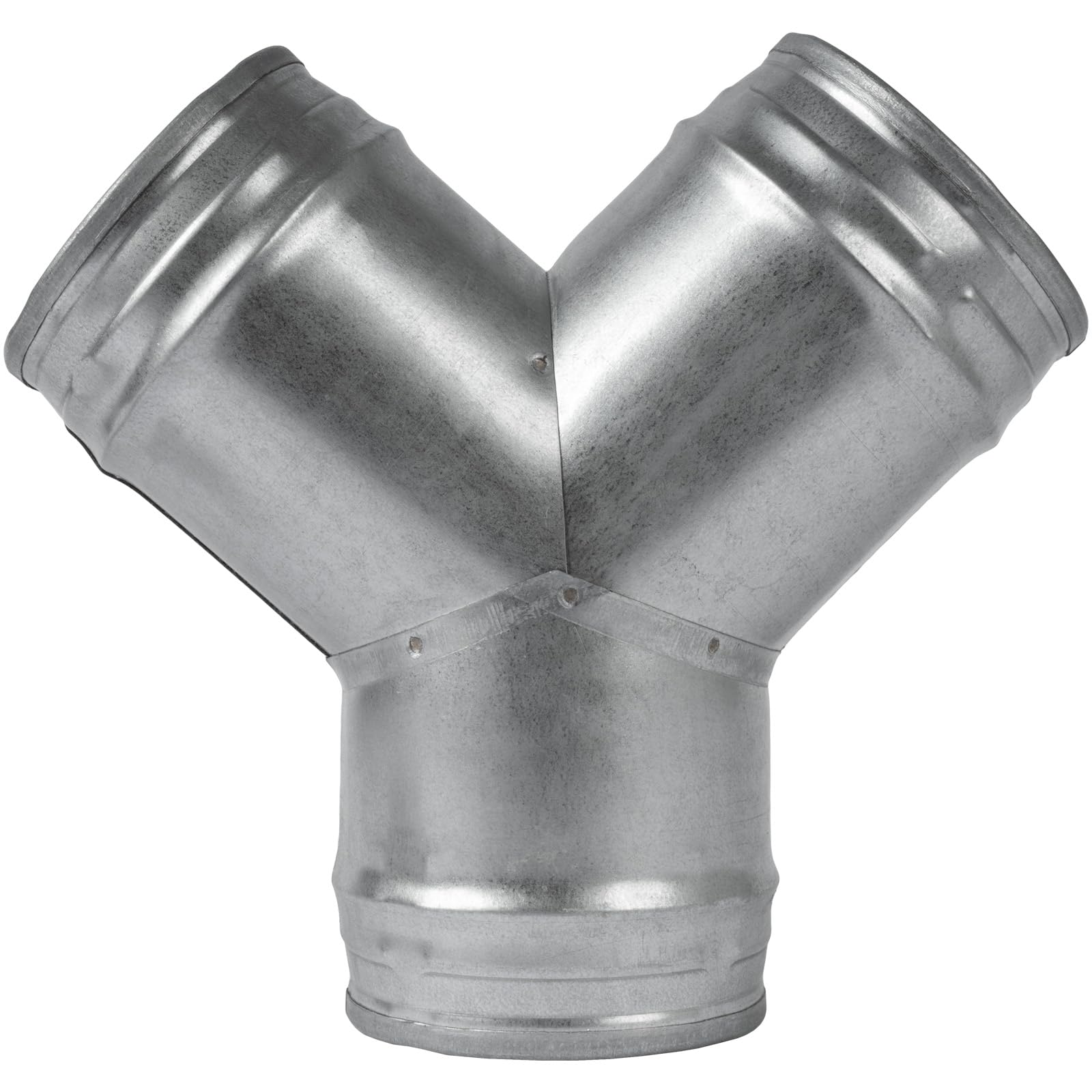 Vent Systems Ø100mm / 4" Inch P-Shape Duct Connector, Splitter – 3-Way Round Galvanised Steel Pipe Adapter for Airflow, Ventilation, HVAC, Vent Hose – Durable Metal Duct Fitting – Ducting Joint