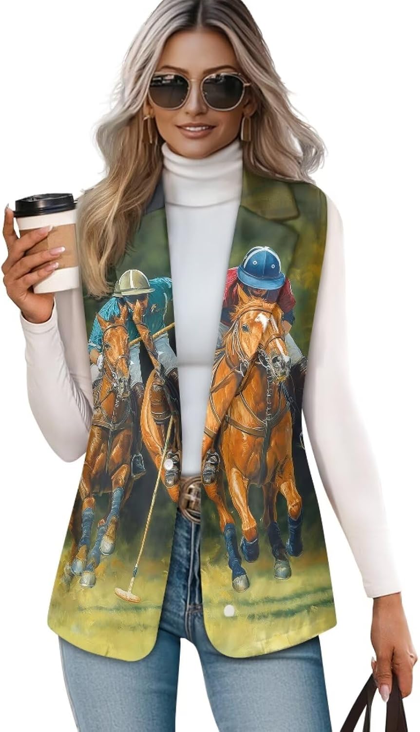 Women's Derby Vest Sleeveless Collared Waistcoat for Derby Party, S-5XL