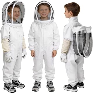 Bee Suit, Full Body Beekeeping Suit with Veil Hood (3'3''-4'5'')