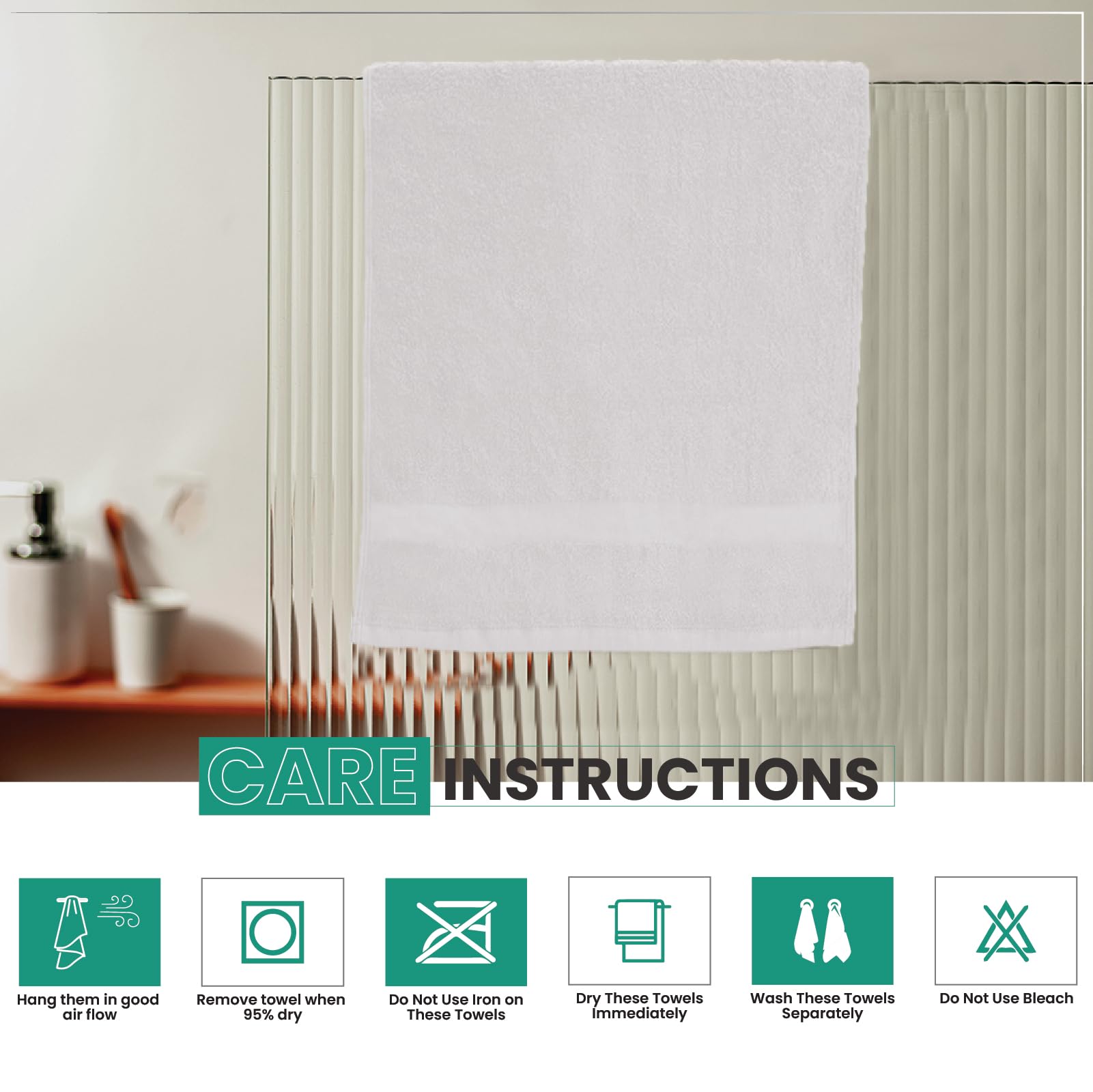 Toallas de mano económicas blancas – Toallas estándar para gimnasio, peluquería, hotel, spa, baño y motel, paquete de toallas de mezcla de algodón de gran tamaño, 16 x 27 pulgadas (paquete
