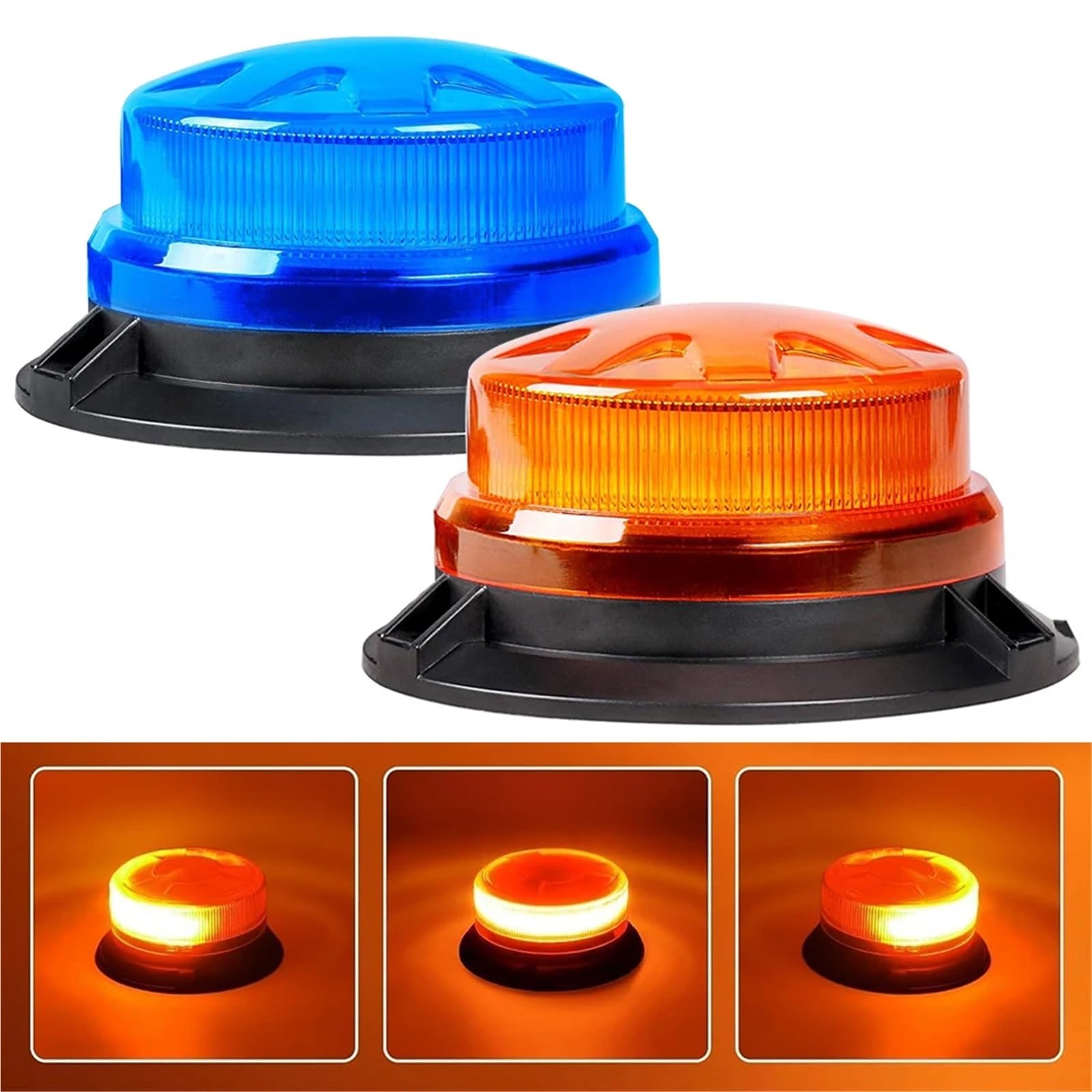 Luces estroboscópicas de emergencia LED amarillo azul rojo techo del coche Mini policía intermitente advertencia de peligro baliza luminosa con Base magnética 12V 24V(70A)