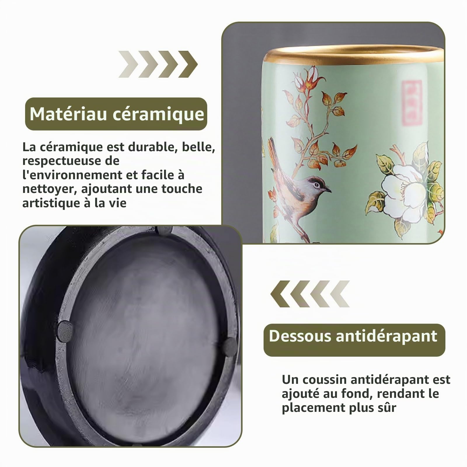 Porte-Parapluies Traditionnel Stockage Autoportant Porte Parapluies En Céramique Verte Porte-Parapluie 44cm De Haut En Porcelaine Peinte Pour L'entrée D'un Hôtel Intérieure Le Bureau à Domicile