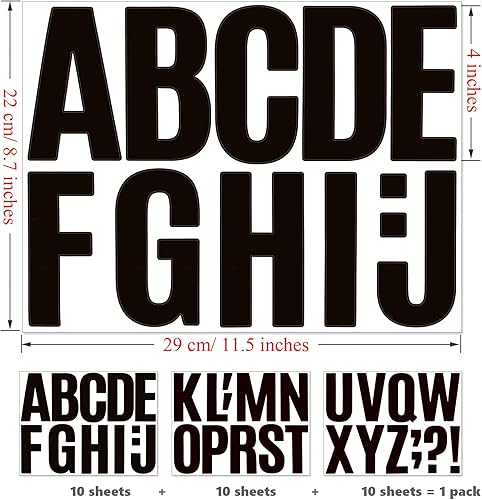 Miniatura 3 de Bemeol 340 piezas de 30 hojas de calcomanías de letras grandes de 4 pulgadas, autoadhesivas, letras del alfabeto, calcomanías para tablones de
