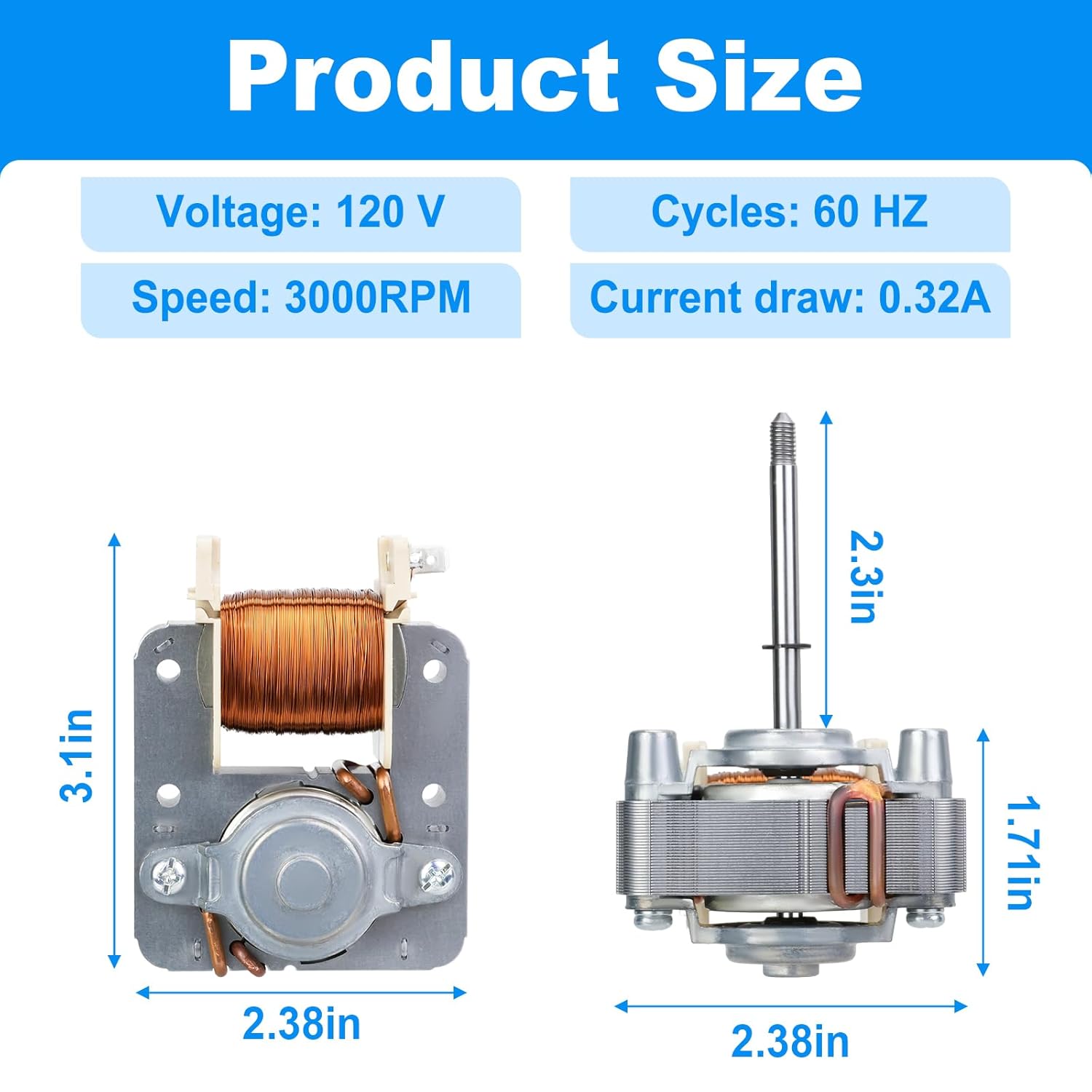 EAU61865302 Range Oven Convection Fan Motor Compatible with LG Stove Select Models LRE3061BD LRE3061ST,Replaces AP6235453 PS12080212 4509096,120V 60Hz 0.32A 3000RPM