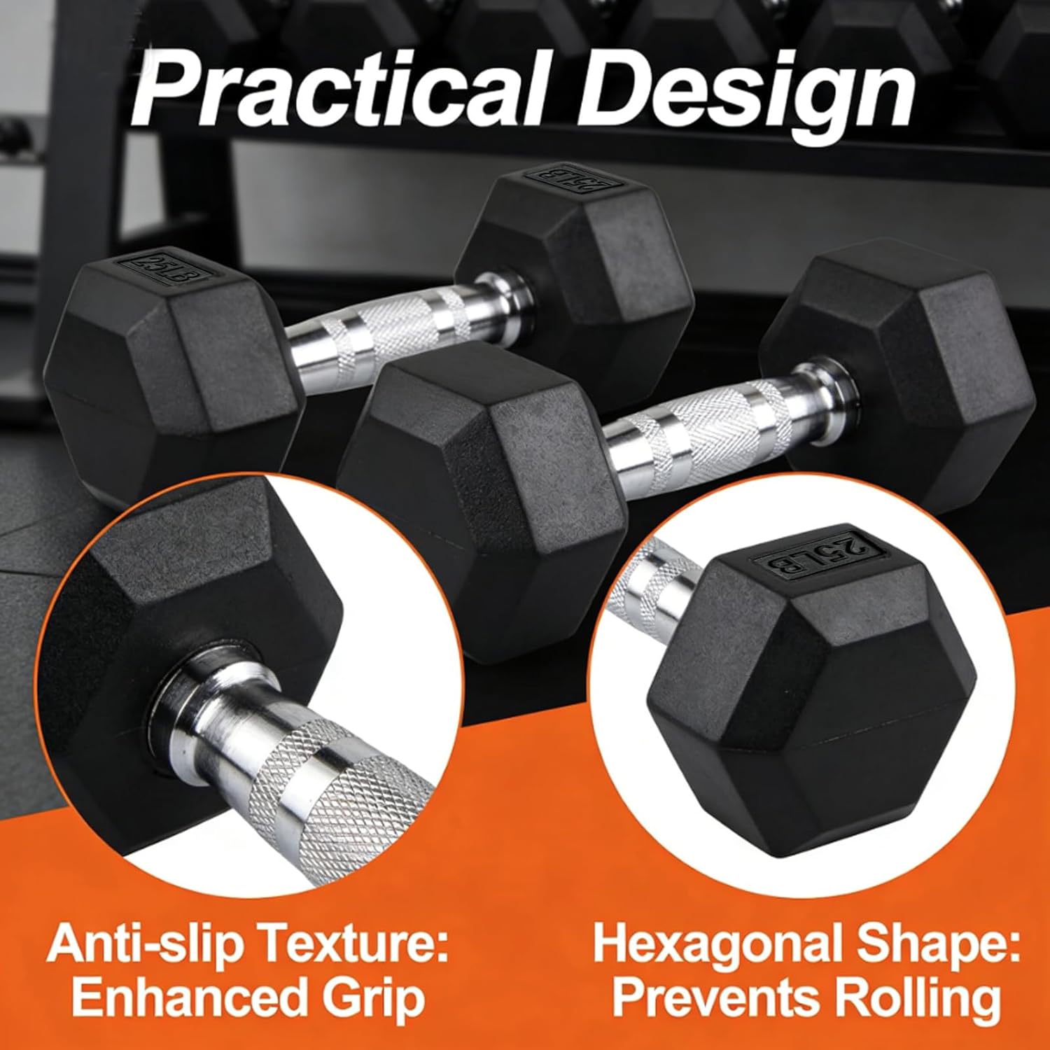 Dumbbells Set Rubber Hex Weights for Home Gym Durable Construction Convenient Storage Space Saving Design Complete Weight Set Barbell Coated for Exercise Training