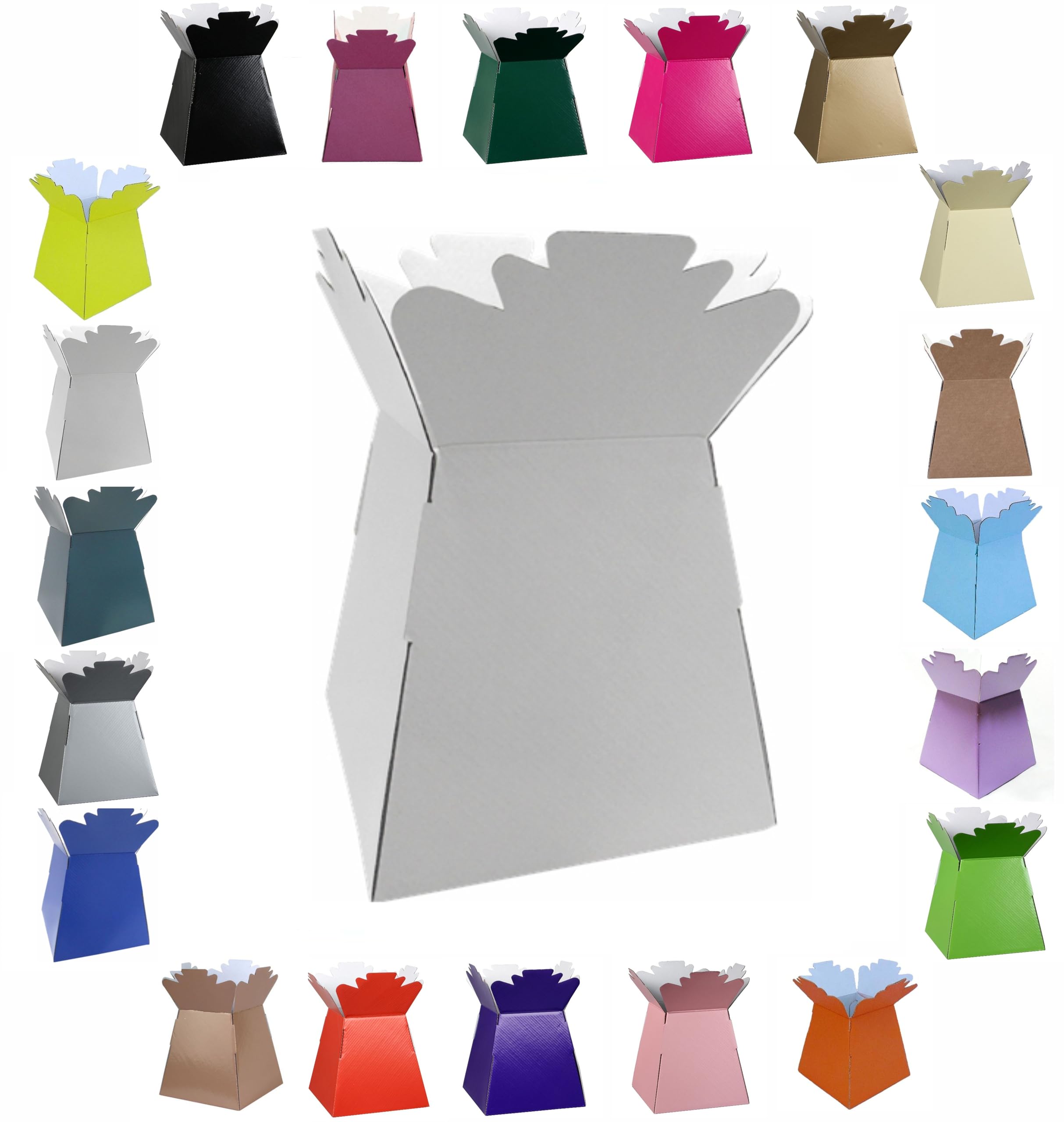 Glossy Vibrant Bouquet, Flower Box/Vase - Transportation Display, Presentation Boxes (2, White) โ image 1