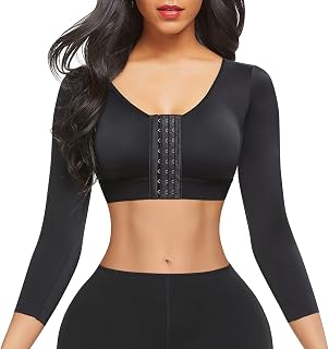 FeelinGirl Women's Arm Shaper Compression Sleeves - Post Surgery Lipo Recovery, Slimming Shapewear Bra with Front Closure & Back Support