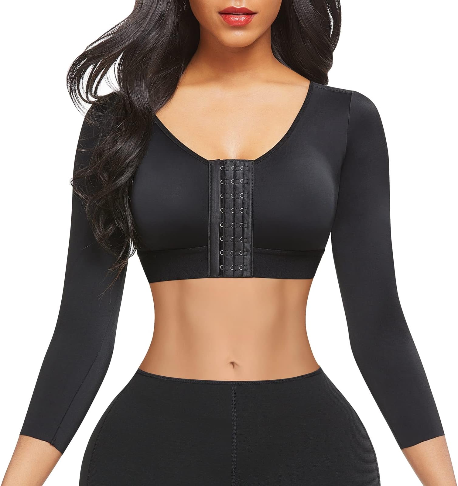 FeelinGirl Arm Shaper for Women Post Surgery Arm Lipo Compression Sleeves Slimming Arm Faja Front Closure Shapewear Bra