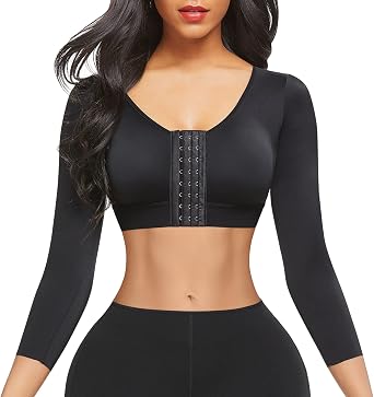 FeelinGirl Arm Shaper for Women Post Surgery Arm Lipo Compression Sleeves Slimming Arm Faja Front Closure Shapewear Bra