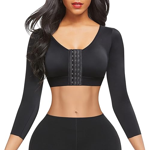 Arm Shaper for Women Post Surgery Arm Lipo Compression Sleeves Slimming Arm Faja Front Closure Shapewear Bra