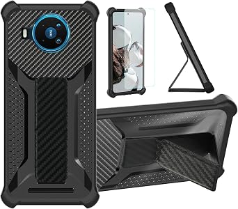 Aroepurt Case for Nokia 8 V 8.3 5G Phone Case Stand Cover [with Tempered Glass Screen Protector] Hybrid Case [Folding Support Magnetic] [Frosted Anti-Fingerprint] Black