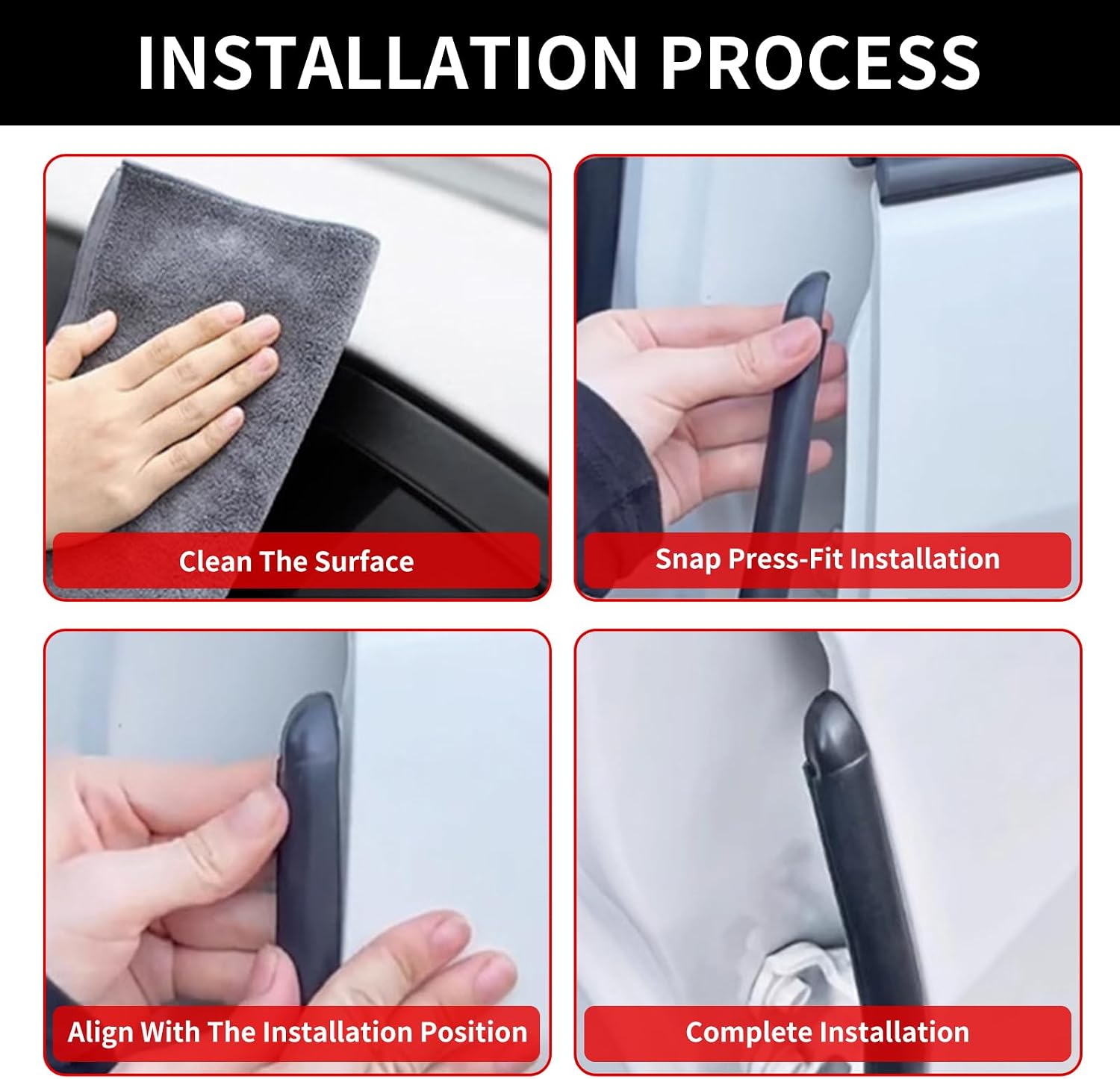 2.62Ft Car Door Weather Stripping, 2PCS Thickened Rubber Edge Trim with U-Shaped Metal Clips for Noise Reduction, Dustproof Push-in Cars Doors Rubbers Seal Strip (2.62Ft)