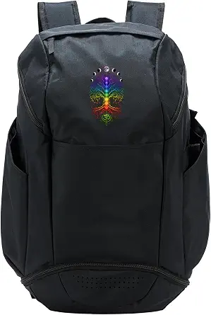 Psychedelic Chakra Tree with Moon Phases Artwork Sport Backpack