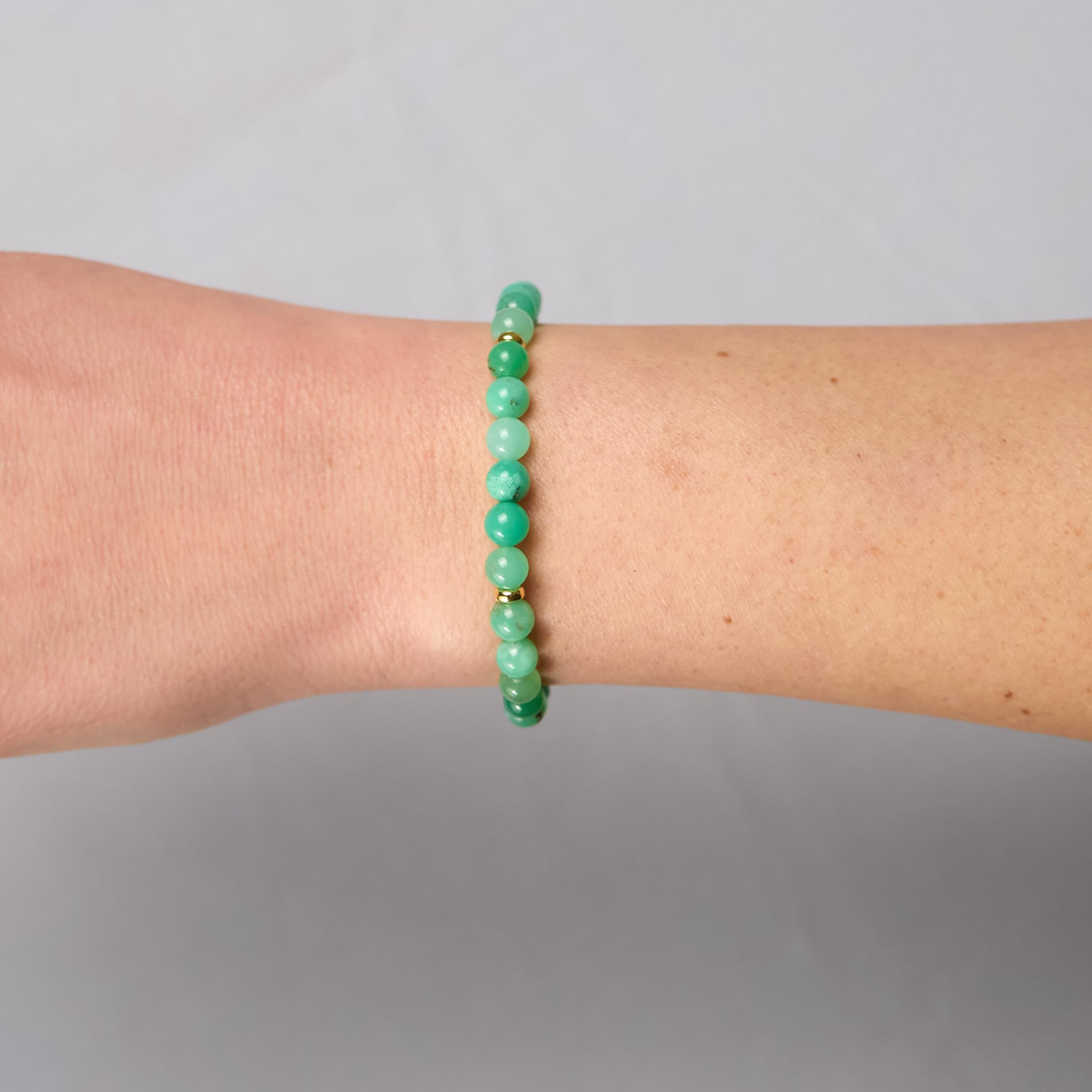 Chrysopras Armband - Edelstein-Armband - 925 Silber vergoldet - Perlenarmband
