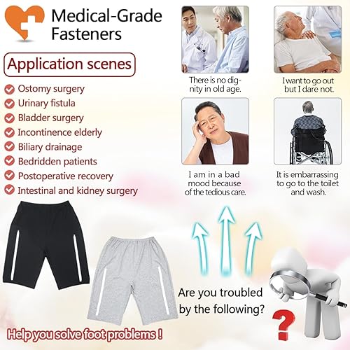 Miniatura 2 de Pantalones unisex para el cuidado de la incontinencia, pantalones de drenaje urinario, pantalón de catéter, pantalones de fístula, Negro -, XL