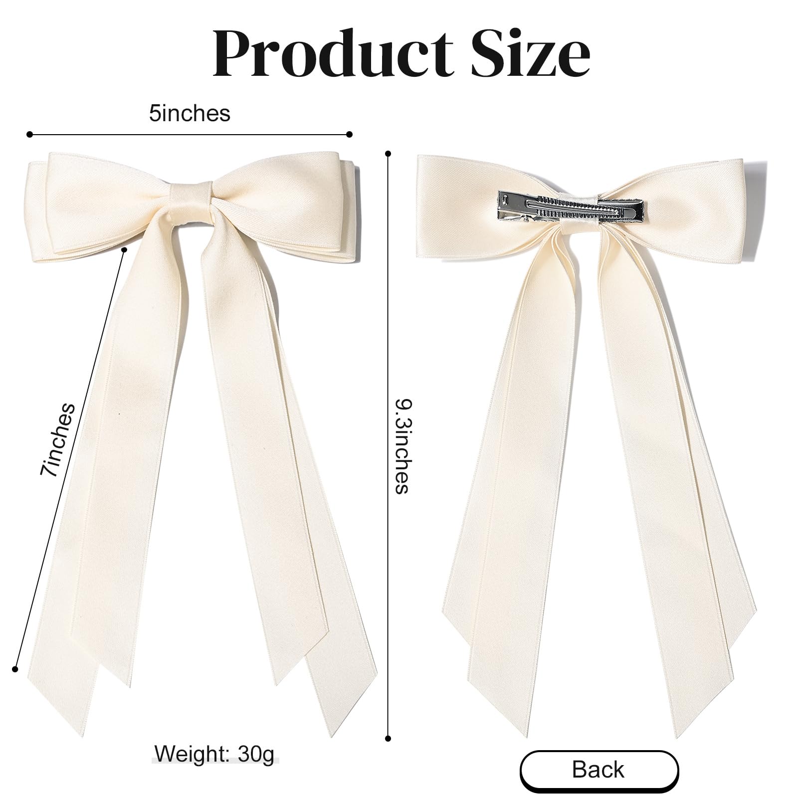 Elegant Beige Ribbon Hair Clip with Gem Accents Festive elegance in the smallest details. FU HAIRCLIP for  main image 3