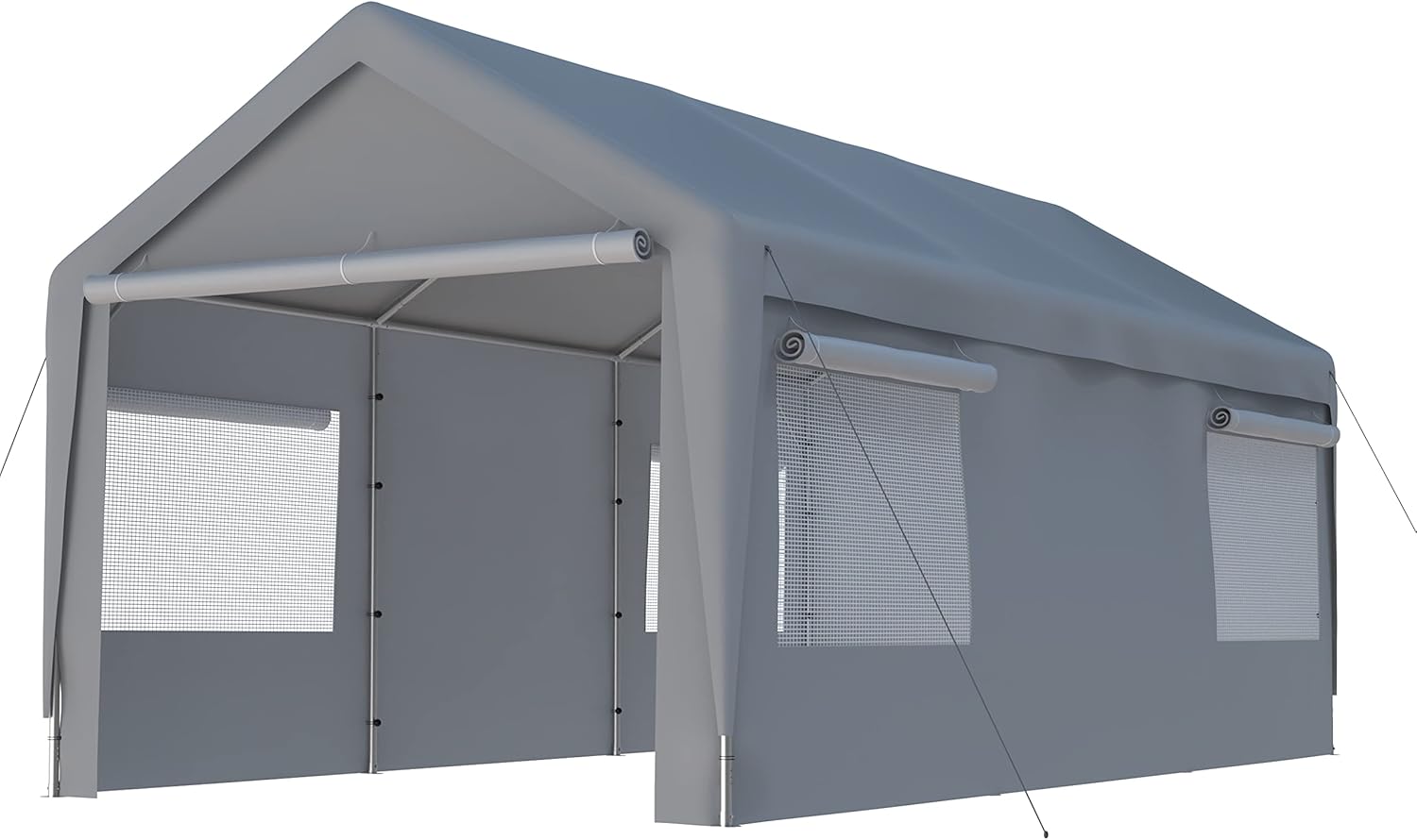 6x6 ft Storage Tent with Roll up Doors, Outdoor Portable Shelter Shed Garage Tent Carport, Waterproof Snowproof for Lawn Mower, Bike, Motorcycleand, Gray