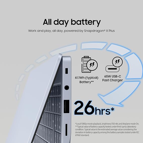 Samsung Galaxy Book4 Edge Copilot+ Laptop, 15.6 Display, Qualcomm Snapdragon X Processor, 16GB RAM, 1TB Storage, Aluminium Sapphire Blue
