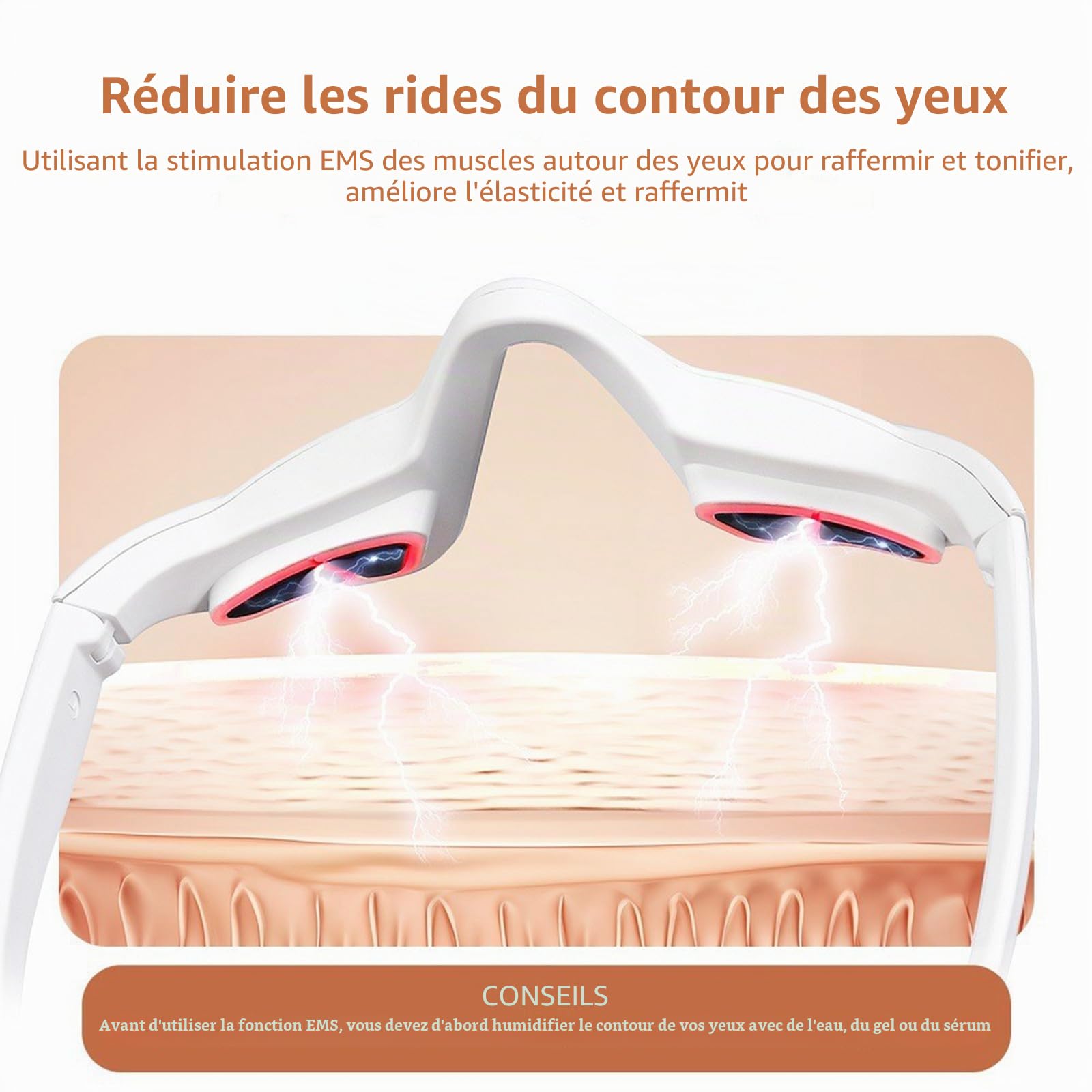 Lunettes de thérapie par lumière rouge - Masque pour les yeux - Thérapie infrarouge LED - Masseur pour les yeux - Pour réduire les cernes, les gonflements, les rides, enlever le sac
