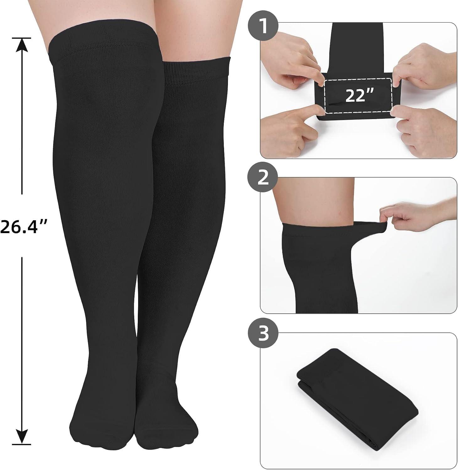 Zando Striped Plus Size Womens Thigh High Socks Thigh Highs Over The Knee Socks Thick Thighs Long Leg Warmer Halloween